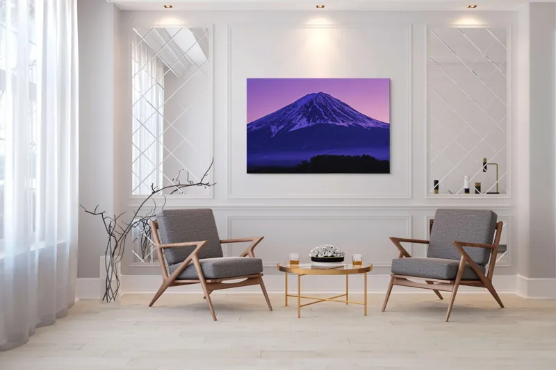 Tablou Canvas, "Frumusețea misterioasă a muntelui Fuji", Munte, Fuji, Purpură, Zăpadă, Cer, Noapte, Frig, Japan, Pitoresc, Natură, 150 x 100 cm – poza 7