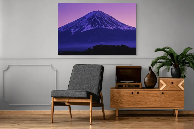 Tablou Canvas, "Frumusețea misterioasă a muntelui Fuji", Munte, Fuji, Purpură, Zăpadă, Cer, Noapte, Frig, Japan, Pitoresc, Natură, 150 x 100 cm – poza 8