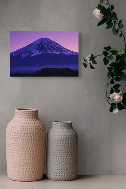 Tablou Canvas, "Frumusețea misterioasă a muntelui Fuji", Munte, Fuji, Purpură, Zăpadă, Cer, Noapte, Frig, Japan, Pitoresc, Natură, 39 x 26 cm – poza 4