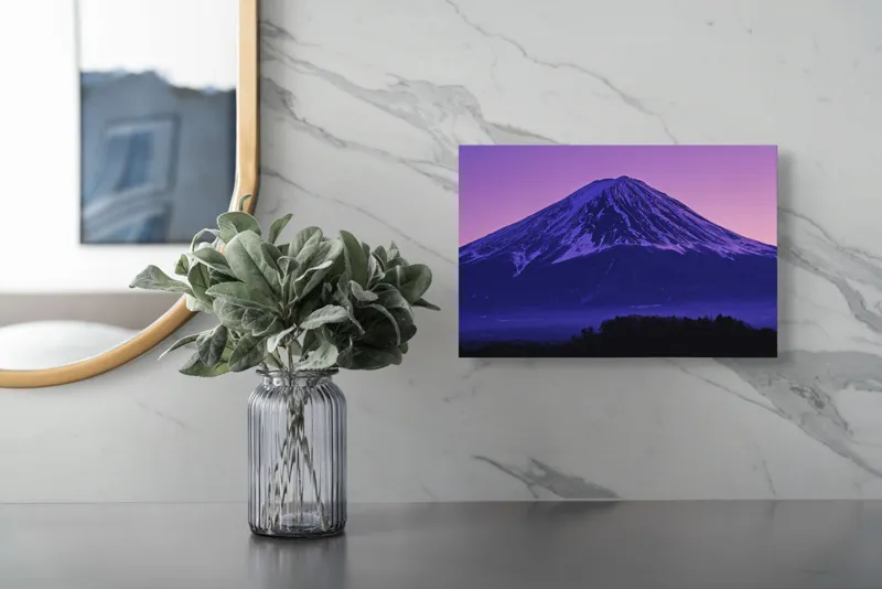 Tablou Canvas, "Frumusețea misterioasă a muntelui Fuji", Munte, Fuji, Purpură, Zăpadă, Cer, Noapte, Frig, Japan, Pitoresc, Natură, 39 x 26 cm – poza 5