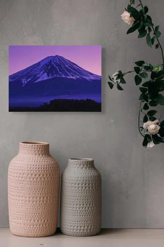 Tablou Canvas, "Frumusețea misterioasă a muntelui Fuji", Munte, Fuji, Purpură, Zăpadă, Cer, Noapte, Frig, Japan, Pitoresc, Natură, 54 x 39 cm – poza 8