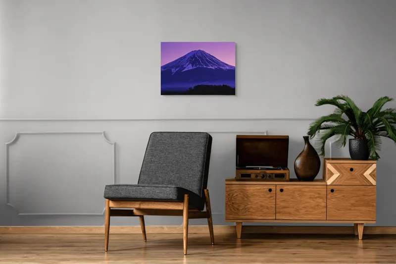 Tablou Canvas, "Frumusețea misterioasă a muntelui Fuji", Munte, Fuji, Purpură, Zăpadă, Cer, Noapte, Frig, Japan, Pitoresc, Natură, 70 x 50 cm – poza 4