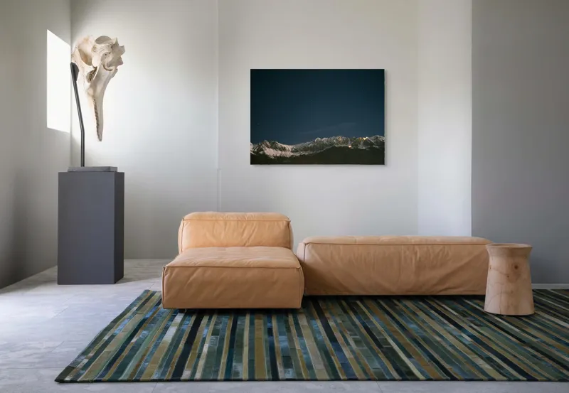 Tablou Canvas, "Eternele piscuri sub cerul înstelat", Stele, Munți, Noapte, Zăpadă, Lumină, 100 x 70 cm – poza 7