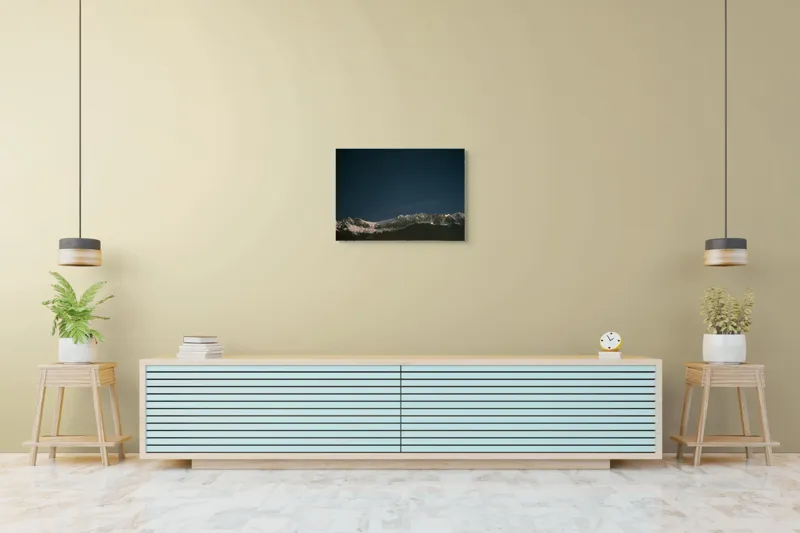 Tablou Canvas, "Eternele piscuri sub cerul înstelat", Stele, Munți, Noapte, Zăpadă, Lumină, 70 x 50 cm – poza 7
