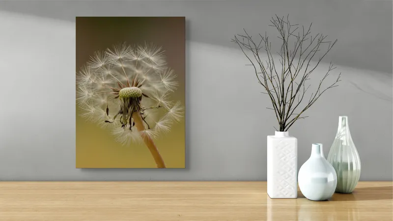 Tablou Canvas, "Visul pufului de păpădie", Delicat, Fragil, Natură, Speranță, Transformare, 39 x 54 cm – poza 4