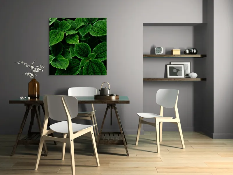 Tablou Canvas, "Frumusețea ascunsă a frunzelor verzi", Frunze, Verde, Textură, Natură, Detalii, Viu, Frumusețe, Vegetație, Lumină, Proaspăt, 100 x 100 cm – poza 6