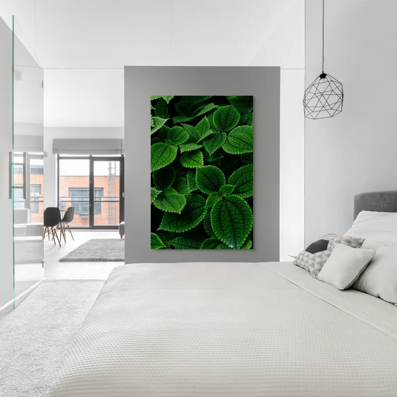Tablou Canvas, "Frumusețea ascunsă a frunzelor verzi", Frunze, Verde, Textură, Natură, Detalii, Viu, Frumusețe, Vegetație, Lumină, Proaspăt, 100 x 150 cm – poza 5