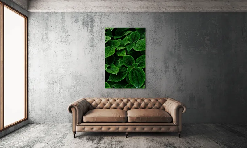 Tablou Canvas, "Frumusețea ascunsă a frunzelor verzi", Frunze, Verde, Textură, Natură, Detalii, Viu, Frumusețe, Vegetație, Lumină, Proaspăt, 100 x 150 cm – poza 6