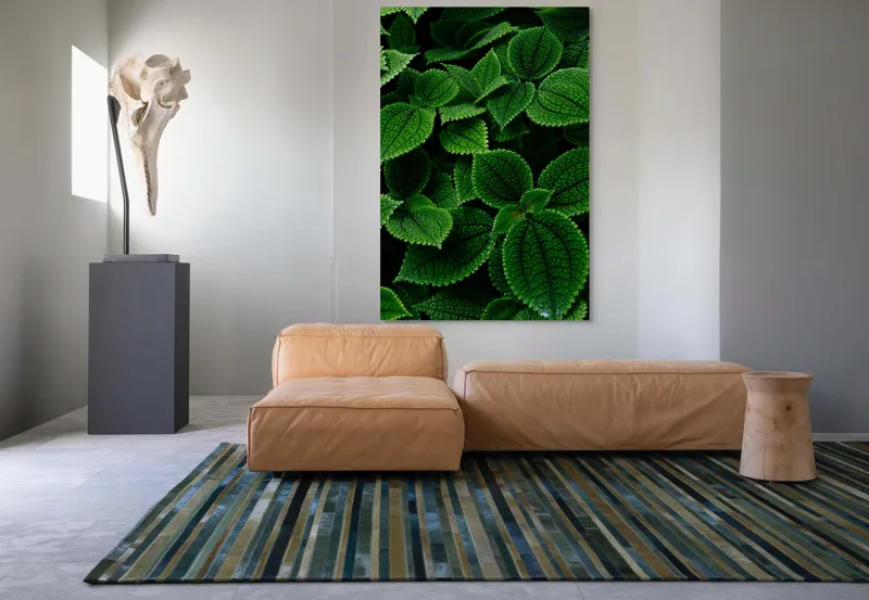 Tablou Canvas, "Frumusețea ascunsă a frunzelor verzi", Frunze, Verde, Textură, Natură, Detalii, Viu, Frumusețe, Vegetație, Lumină, Proaspăt, 100 x 150 cm – poza 7