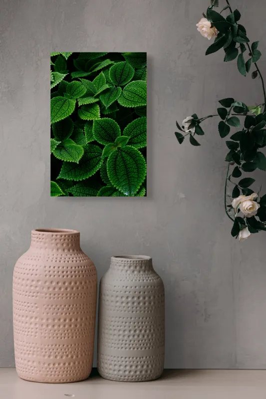 Tablou Canvas, "Frumusețea ascunsă a frunzelor verzi", Frunze, Verde, Textură, Natură, Detalii, Viu, Frumusețe, Vegetație, Lumină, Proaspăt, 26 x 39 cm – poza 6