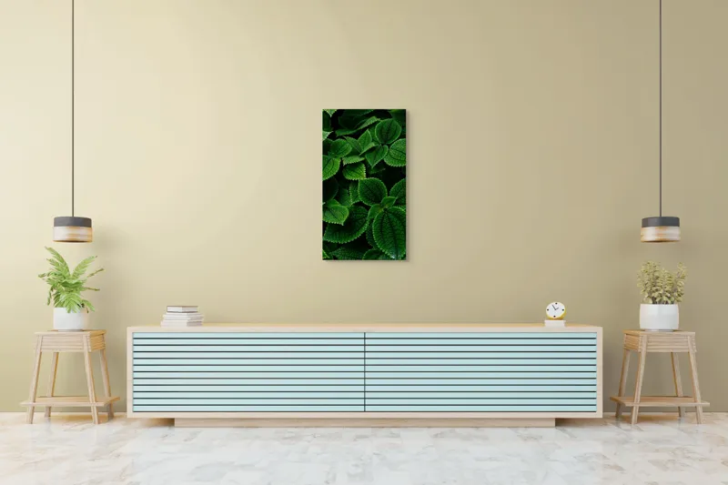 Tablou Canvas, "Frumusețea ascunsă a frunzelor verzi", Frunze, Verde, Textură, Natură, Detalii, Viu, Frumusețe, Vegetație, Lumină, Proaspăt, 50 x 90 cm – poza 6