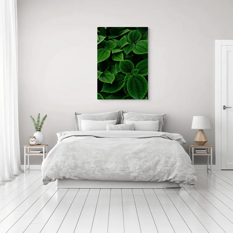 Tablou Canvas, "Frumusețea ascunsă a frunzelor verzi", Frunze, Verde, Textură, Natură, Detalii, Viu, Frumusețe, Vegetație, Lumină, Proaspăt, 70 x 100 cm – poza 3