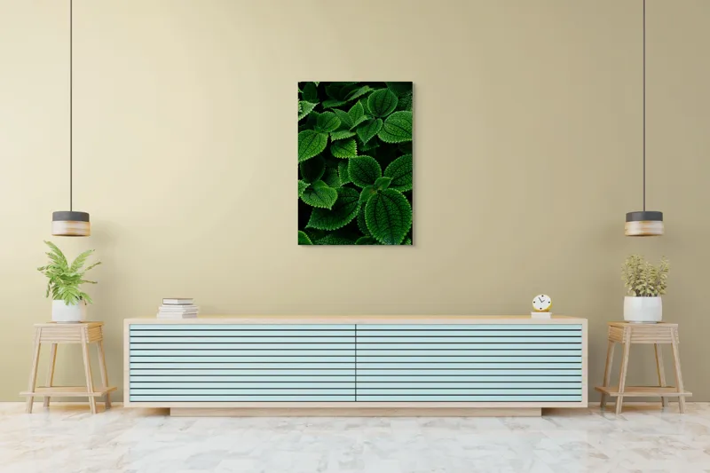 Tablou Canvas, "Frumusețea ascunsă a frunzelor verzi", Frunze, Verde, Textură, Natură, Detalii, Viu, Frumusețe, Vegetație, Lumină, Proaspăt, 70 x 100 cm – poza 5