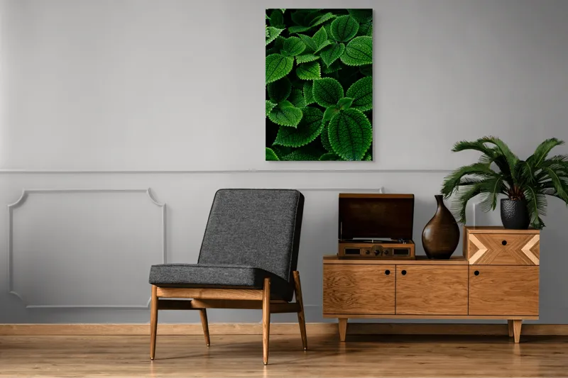 Tablou Canvas, "Frumusețea ascunsă a frunzelor verzi", Frunze, Verde, Textură, Natură, Detalii, Viu, Frumusețe, Vegetație, Lumină, Proaspăt, 70 x 100 cm – poza 6