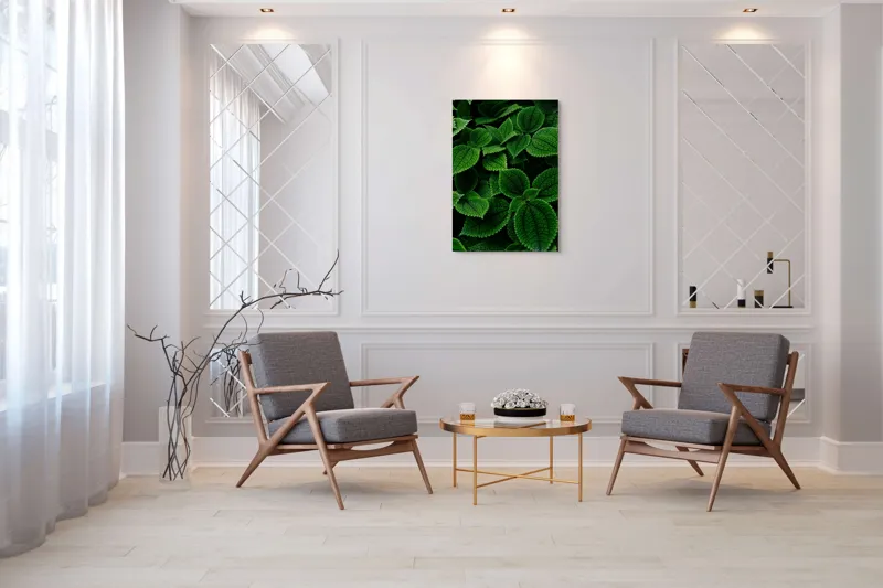 Tablou Canvas, "Frumusețea ascunsă a frunzelor verzi", Frunze, Verde, Textură, Natură, Detalii, Viu, Frumusețe, Vegetație, Lumină, Proaspăt, 70 x 100 cm – poza 8
