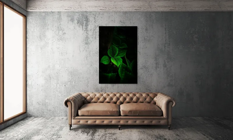 Tablou Canvas, "Frunzele misterului în umbra pădurii", Verde, Frunze, Lumină, Textură, Umbră, Natură, Vitalitate, 100 x 150 cm – poza 6