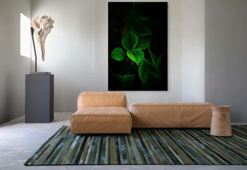 Tablou Canvas, "Frunzele misterului în umbra pădurii", Verde, Frunze, Lumină, Textură, Umbră, Natură, Vitalitate, 100 x 150 cm – poza 7