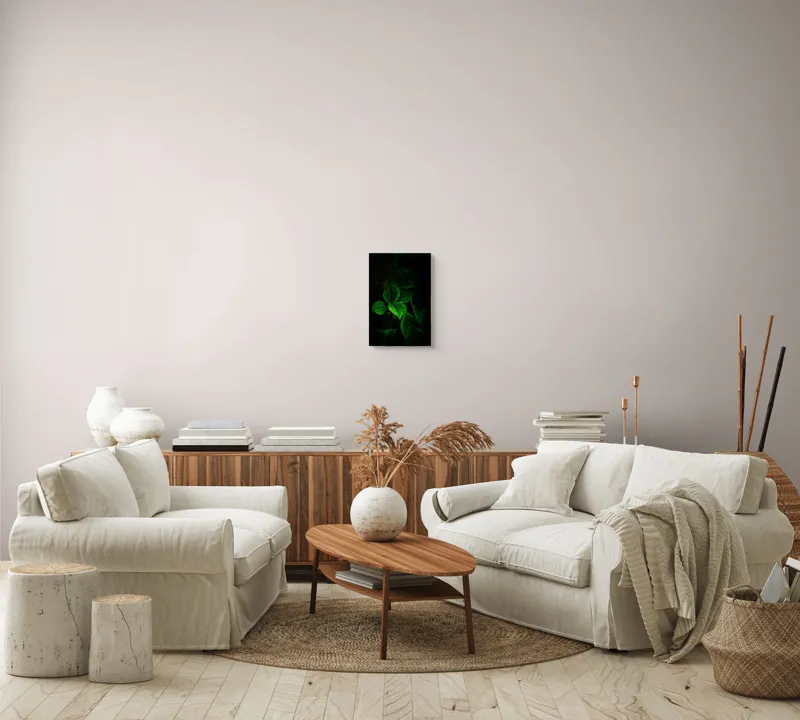 Tablou Canvas, "Frunzele misterului în umbra pădurii", Verde, Frunze, Lumină, Textură, Umbră, Natură, Vitalitate, 26 x 39 cm – poza 7