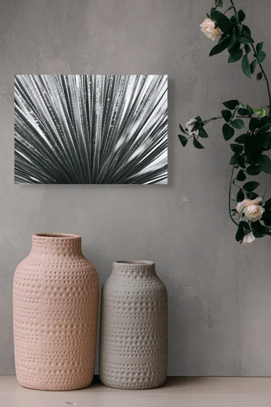 Tablou Canvas, "Frunze de palmier în zori gri", Radiant, Linear, Symmetrical, Textured, Organic, 54 x 39 cm – poza 8