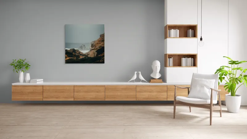 Tablou Canvas, "Peisaj stâncos lângă ocean agitat", Stânci, Valuri, Ceață, Vânt, Mare, Cer, Peisaj, Natură, 100 x 100 cm – poza 8