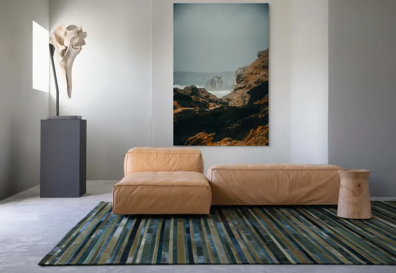 Tablou Canvas, "Peisaj stâncos lângă ocean agitat", Stânci, Valuri, Ceață, Vânt, Mare, Cer, Peisaj, Natură, 100 x 150 cm – poza 7