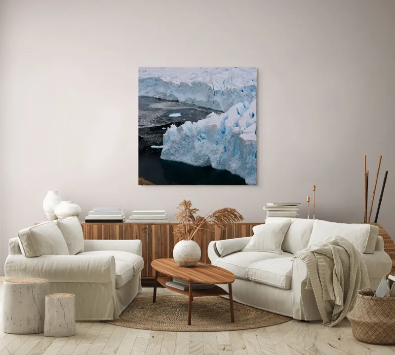 Tablou Canvas, "Gheața tăcută a nordului înghețat", Gheață, Ocean, Prăbușire, Fisuri, Antarctica, Albastru, Rece, Natură, Masiv, Pustiu, 100 x 100 cm – poza 3