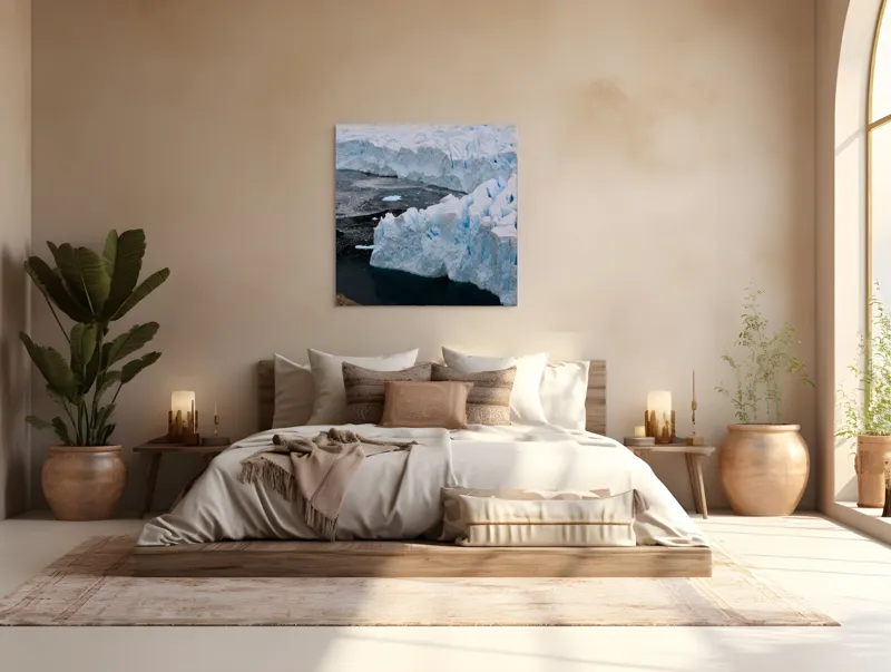 Tablou Canvas, "Gheața tăcută a nordului înghețat", Gheață, Ocean, Prăbușire, Fisuri, Antarctica, Albastru, Rece, Natură, Masiv, Pustiu, 100 x 100 cm – poza 4