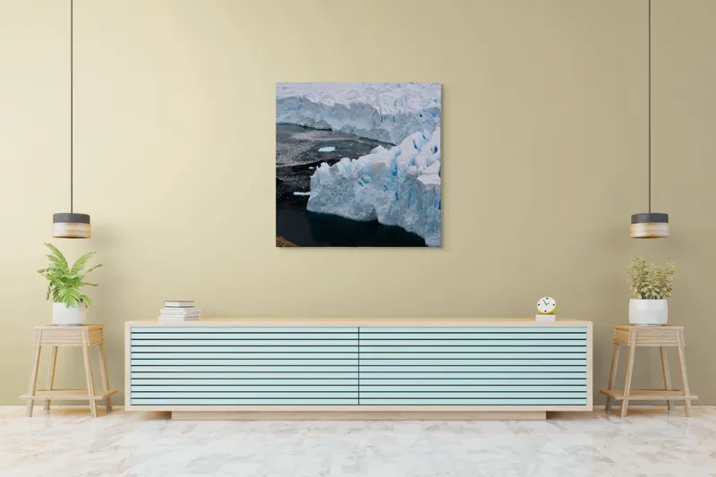 Tablou Canvas, "Gheața tăcută a nordului înghețat", Gheață, Ocean, Prăbușire, Fisuri, Antarctica, Albastru, Rece, Natură, Masiv, Pustiu, 100 x 100 cm – poza 5