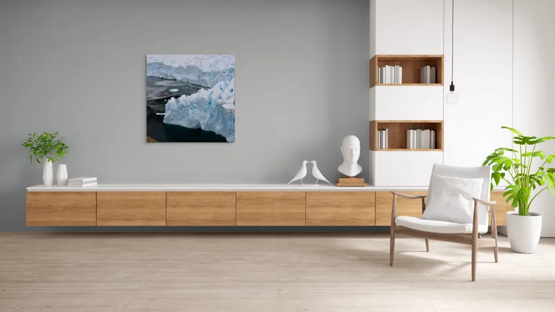 Tablou Canvas, "Gheața tăcută a nordului înghețat", Gheață, Ocean, Prăbușire, Fisuri, Antarctica, Albastru, Rece, Natură, Masiv, Pustiu, 100 x 100 cm – poza 8