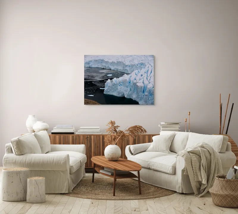 Tablou Canvas, "Gheața tăcută a nordului înghețat", Gheață, Ocean, Prăbușire, Fisuri, Antarctica, Albastru, Rece, Natură, Masiv, Pustiu, 100 x 70 cm – poza 3