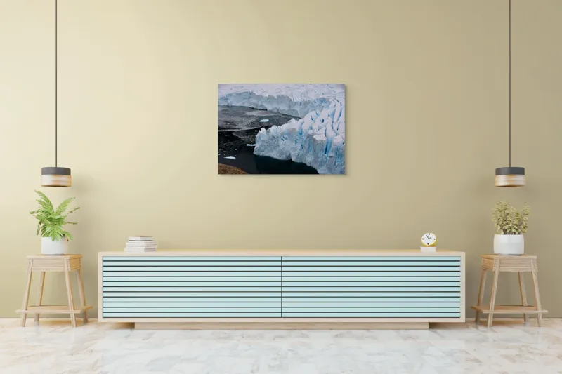 Tablou Canvas, "Gheața tăcută a nordului înghețat", Gheață, Ocean, Prăbușire, Fisuri, Antarctica, Albastru, Rece, Natură, Masiv, Pustiu, 100 x 70 cm – poza 4