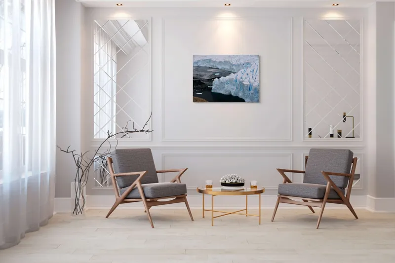 Tablou Canvas, "Gheața tăcută a nordului înghețat", Gheață, Ocean, Prăbușire, Fisuri, Antarctica, Albastru, Rece, Natură, Masiv, Pustiu, 100 x 70 cm – poza 5