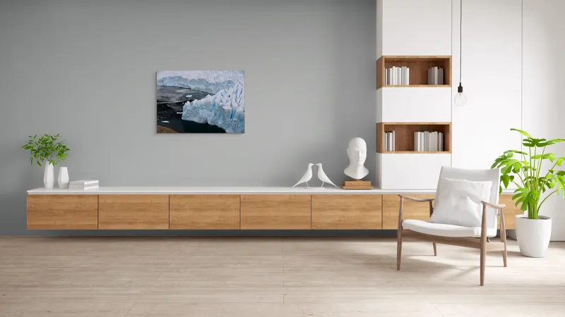 Tablou Canvas, "Gheața tăcută a nordului înghețat", Gheață, Ocean, Prăbușire, Fisuri, Antarctica, Albastru, Rece, Natură, Masiv, Pustiu, 100 x 70 cm – poza 6