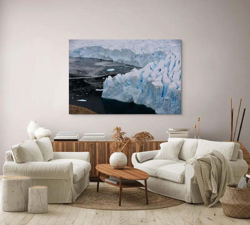 Tablou Canvas, "Gheața tăcută a nordului înghețat", Gheață, Ocean, Prăbușire, Fisuri, Antarctica, Albastru, Rece, Natură, Masiv, Pustiu, 150 x 100 cm – poza 3