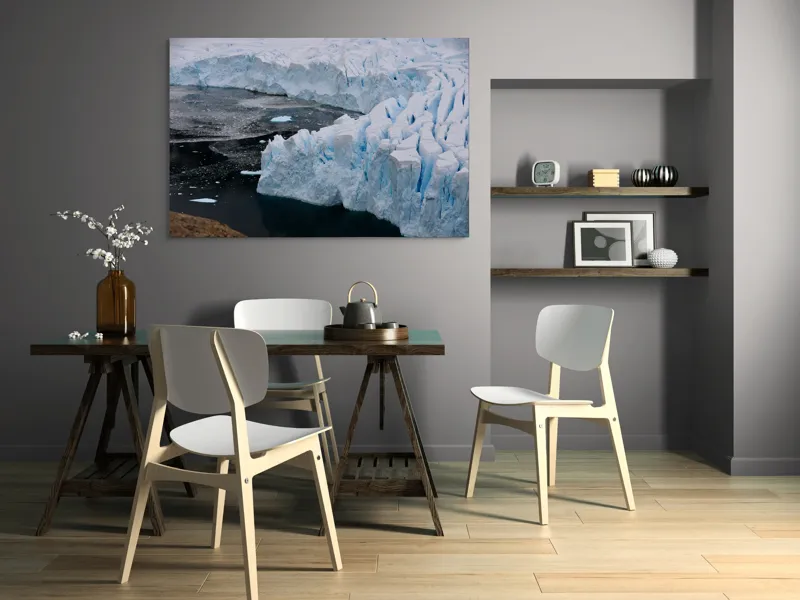 Tablou Canvas, "Gheața tăcută a nordului înghețat", Gheață, Ocean, Prăbușire, Fisuri, Antarctica, Albastru, Rece, Natură, Masiv, Pustiu, 150 x 100 cm – poza 5
