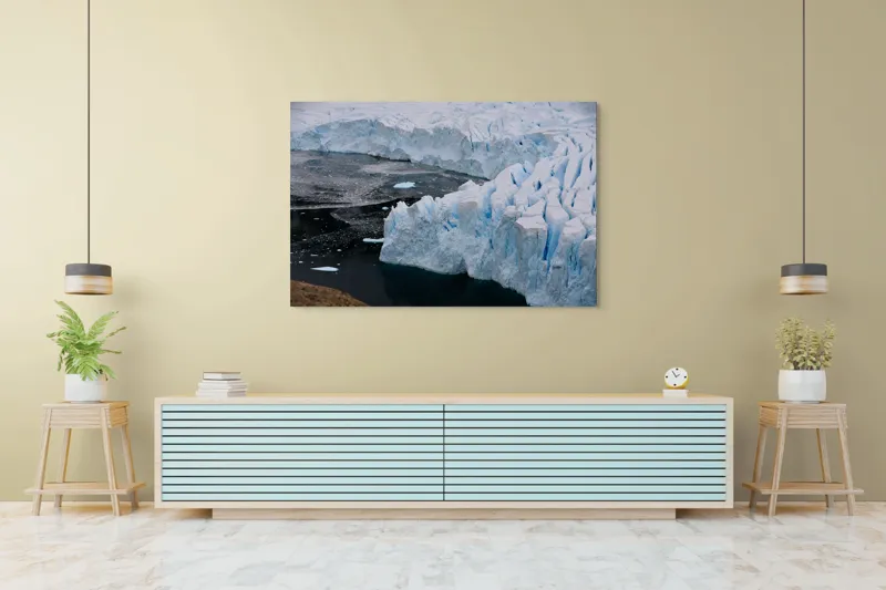 Tablou Canvas, "Gheața tăcută a nordului înghețat", Gheață, Ocean, Prăbușire, Fisuri, Antarctica, Albastru, Rece, Natură, Masiv, Pustiu, 150 x 100 cm – poza 6