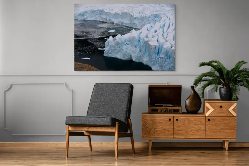 Tablou Canvas, "Gheața tăcută a nordului înghețat", Gheață, Ocean, Prăbușire, Fisuri, Antarctica, Albastru, Rece, Natură, Masiv, Pustiu, 150 x 100 cm – poza 8