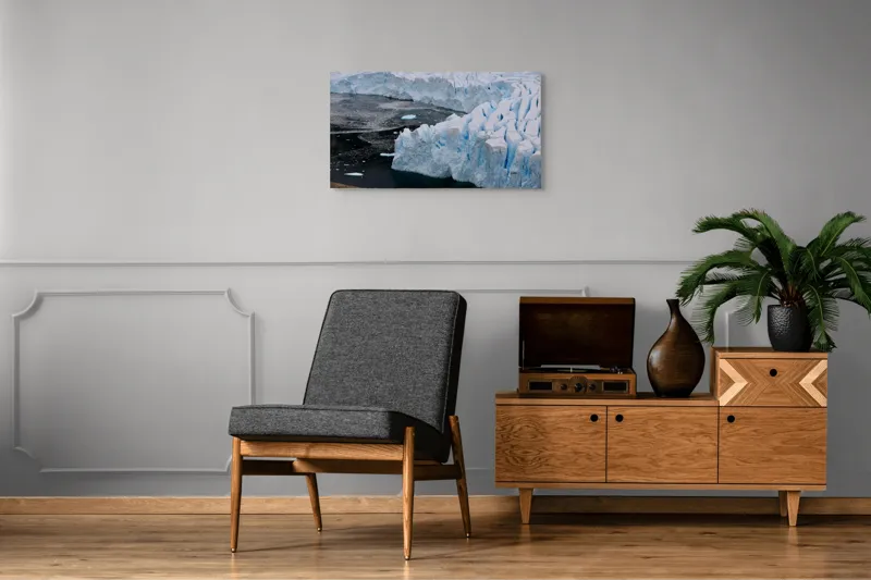 Tablou Canvas, "Gheața tăcută a nordului înghețat", Gheață, Ocean, Prăbușire, Fisuri, Antarctica, Albastru, Rece, Natură, Masiv, Pustiu, 90 x 50 cm – poza 6