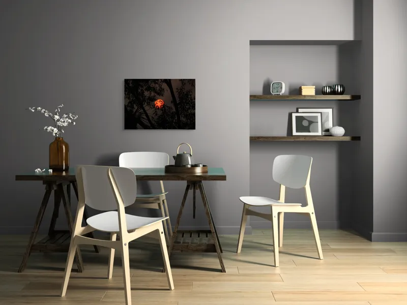 Tablou Canvas, "Soarele printre ramuri întunecate", Apus, Umbre, Siluete, Mister, Natură, Lumină, Intimitate, Înserare, 70 x 50 cm – poza 5