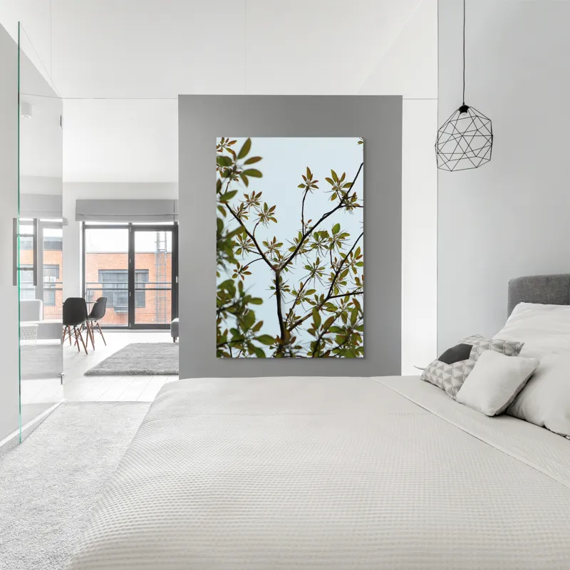 Tablou Canvas, "Frumusețea tinereții naturii surprinsă", Frunze, Ramuri, Verdeață, Cer, Natură, 100 x 150 cm – poza 5