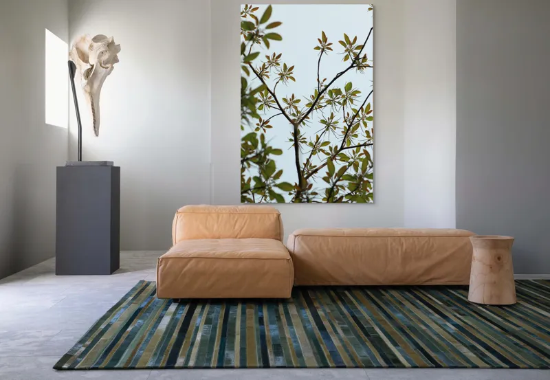 Tablou Canvas, "Frumusețea tinereții naturii surprinsă", Frunze, Ramuri, Verdeață, Cer, Natură, 100 x 150 cm – poza 7