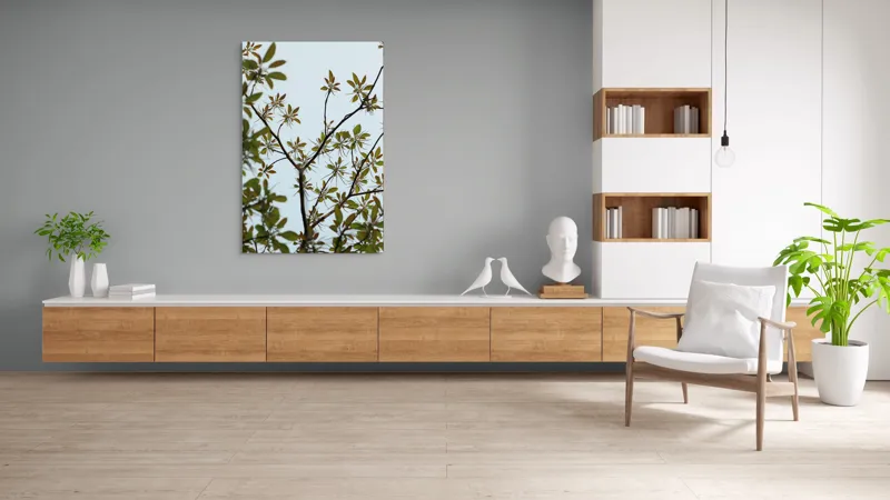 Tablou Canvas, "Frumusețea tinereții naturii surprinsă", Frunze, Ramuri, Verdeață, Cer, Natură, 100 x 150 cm – poza 8