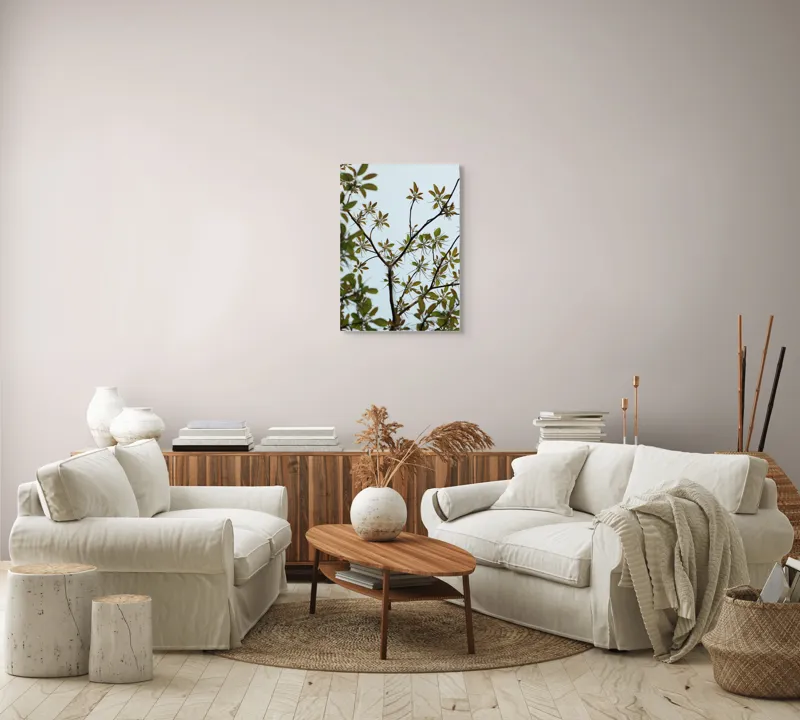 Tablou Canvas, "Frumusețea tinereții naturii surprinsă", Frunze, Ramuri, Verdeață, Cer, Natură, 50 x 70 cm – poza 4