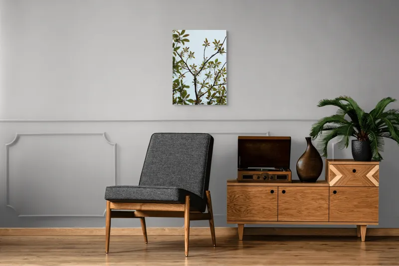Tablou Canvas, "Frumusețea tinereții naturii surprinsă", Frunze, Ramuri, Verdeață, Cer, Natură, 50 x 70 cm – poza 8