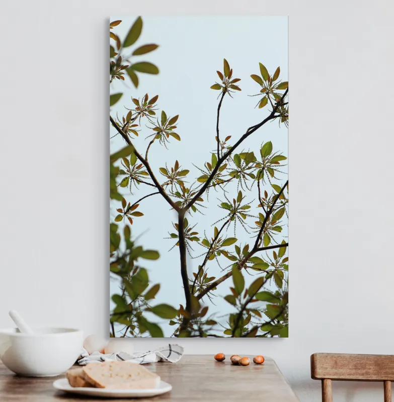 Tablou Canvas, "Frumusețea tinereții naturii surprinsă", Frunze, Ramuri, Verdeață, Cer, Natură, 50 x 90 cm – poza 3