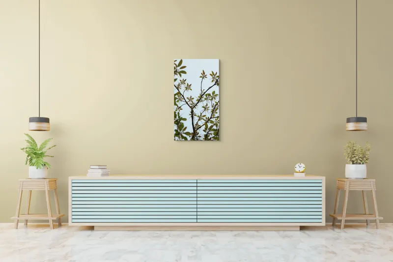 Tablou Canvas, "Frumusețea tinereții naturii surprinsă", Frunze, Ramuri, Verdeață, Cer, Natură, 50 x 90 cm – poza 6