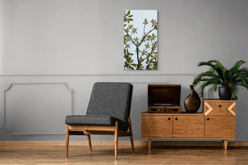 Tablou Canvas, "Frumusețea tinereții naturii surprinsă", Frunze, Ramuri, Verdeață, Cer, Natură, 50 x 90 cm – poza 8