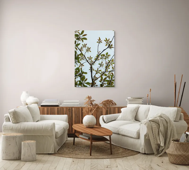 Tablou Canvas, "Frumusețea tinereții naturii surprinsă", Frunze, Ramuri, Verdeață, Cer, Natură, 70 x 100 cm – poza 4
