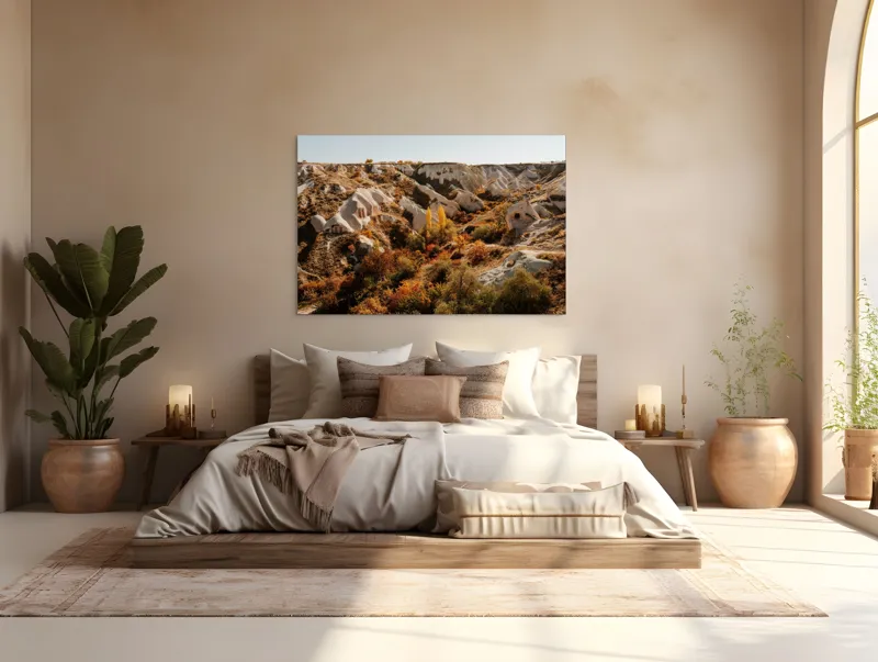 Tablou Canvas, "Peisaj de toamnă în Cappadocia", Peisaj, Rocă, Vegetație, Toamnă, Dealuri, Culoare, Natură, Sălbăticie, Pădure, Texturi, 150 x 100 cm – poza 4