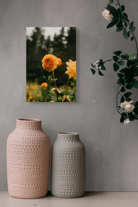 Tablou Canvas, "Galbenul florilor de toamnă liniștită", Florile, Galbene, Naturale, Vesele, Elegante, Strălucitoare, Proaspete, Fragede, Armonioase, Pline, Frumuseţe, Vegetaţie, Mediu, Împăduriţi., 26 x 39 cm – poza 6